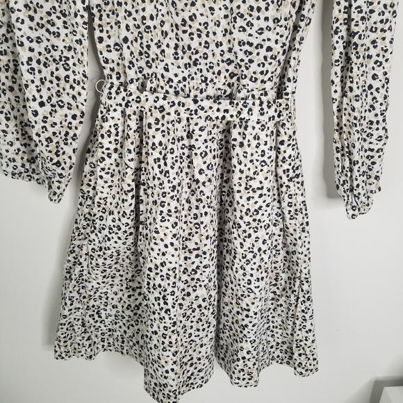 J. Crew Lightweight Cotton Puff Long Sleeve Cheetah Print Dress XS Ruffles - Picture 7 of 16